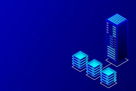 Mainframe, powered server, high technology concept, data center, cloud data s Stock Illustration