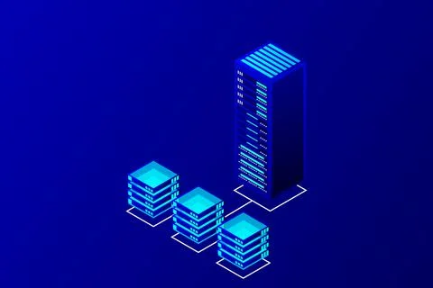 Mainframe, powered server, high technology concept, data center, cloud data s 스톡 일러스트