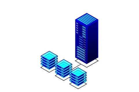 Mainframe, powered server, high technology concept, data center, cloud data s Illustrazione stock