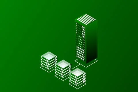 Mainframe, powered server, high technology concept, data center, cloud data s 库存插图