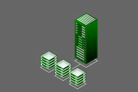 Mainframe, powered server, high technology concept, data center, cloud data s Stock Illustration