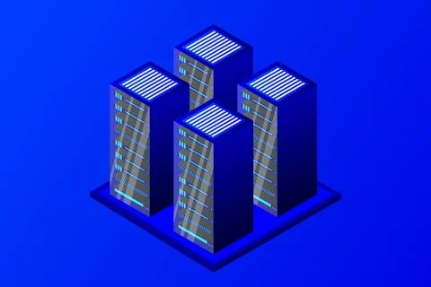 Mainframe, powered server, high technology concept, data center, cloud data s 스톡 일러스트