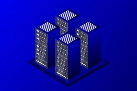Mainframe, powered server, high technology concept, data center, cloud data s Stock Illustration
