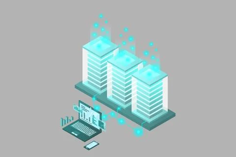 Mainframe, powered server, high technology concept, data center, cloud data s Stock Illustration