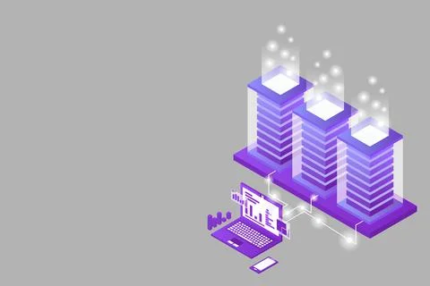 Mainframe, powered server, high technology concept, data center, cloud data s Stock Illustration