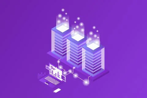 Mainframe, powered server, high technology concept, data center, cloud data s 스톡 일러스트