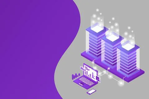 Mainframe, powered server, high technology concept, data center, cloud data s イラスト素材