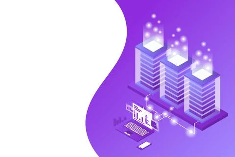 Mainframe, powered server, high technology concept, data center, cloud data s Illustrazione stock