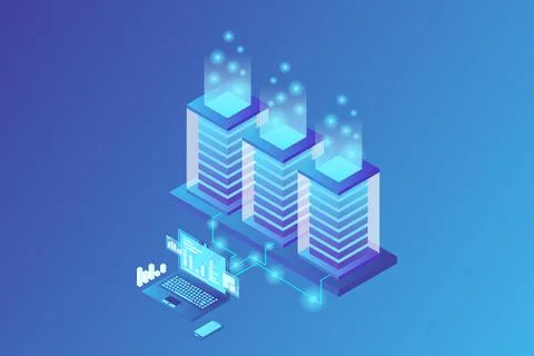 Mainframe, powered server, high technology concept, data center, cloud data s Illustrazione stock