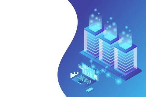 Mainframe, powered server, high technology concept, data center, cloud data s 스톡 일러스트