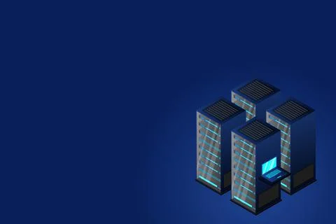 Mainframe, powered server, high technology concept, data center, cloud data s Stock Illustration