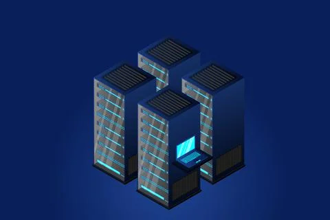 Mainframe, powered server, high technology concept, data center, cloud data s Illustrazione stock