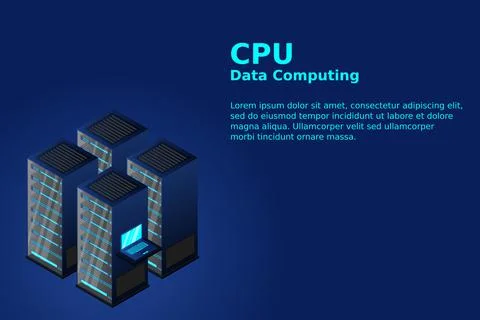 Mainframe, powered server, high technology concept, data center, cloud data s Stock Illustration