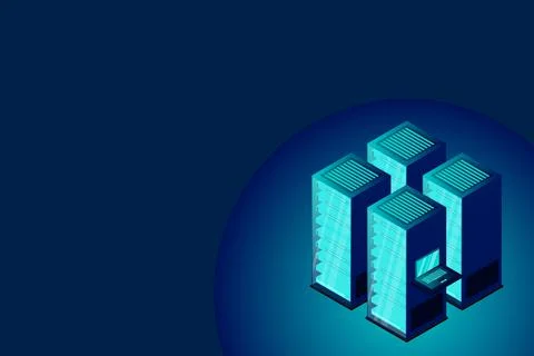 Mainframe, powered server, high technology concept, data center, cloud data s Illustrazione stock