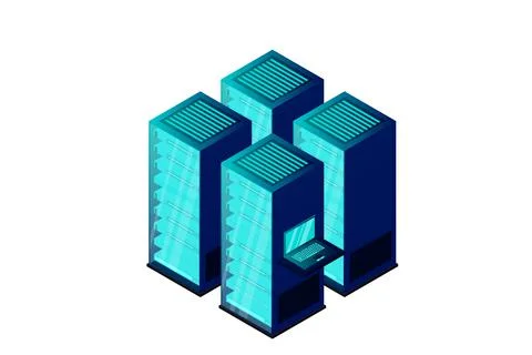 Mainframe, powered server, high technology concept, data center, cloud data s Illustrazione stock