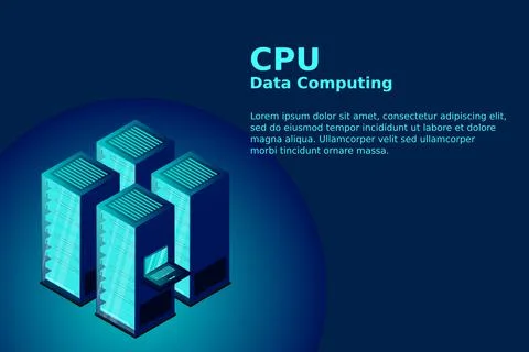 Mainframe, powered server, high technology concept, data center, cloud data s Stock Illustration