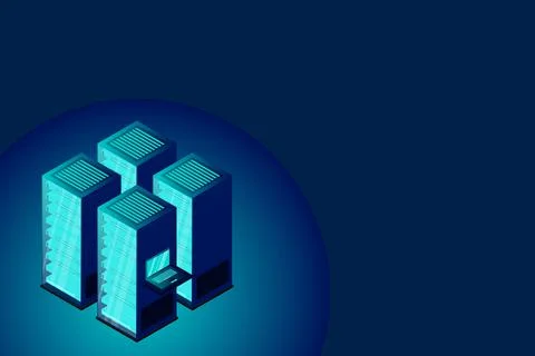 Mainframe, powered server, high technology concept, data center, cloud data s Stock Illustration