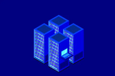 Mainframe, powered server, high technology concept, data center, cloud data s Stock Illustration