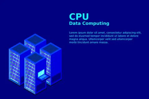 Mainframe, powered server, high technology concept, data center, cloud data s Stock Illustration