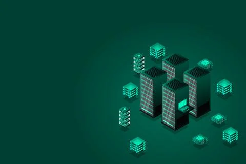 Mainframe, powered server, high technology concept, data center, cloud data s Stock Illustration