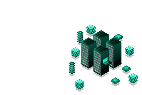 Mainframe, powered server, high technology concept, data center, cloud data s Stock Illustration