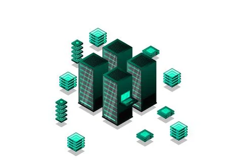 Mainframe, powered server, high technology concept, data center, cloud data s Stock Illustration