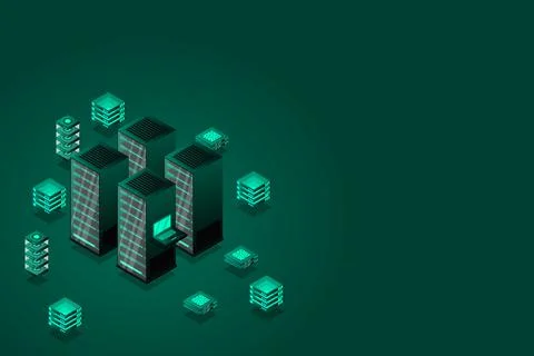 Mainframe, powered server, high technology concept, data center, cloud data s Stock Illustration