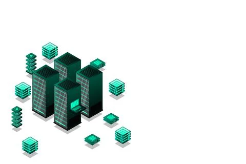 Mainframe, powered server, high technology concept, data center, cloud data s Illustrazione stock