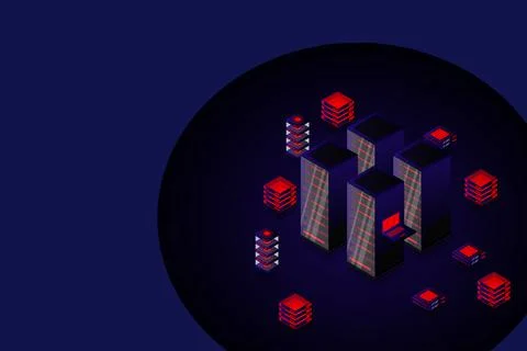 Mainframe, powered server, high technology concept, data center, cloud data s Stock Illustration