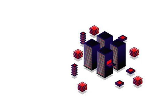 Mainframe, powered server, high technology concept, data center, cloud data s Illustrazione stock