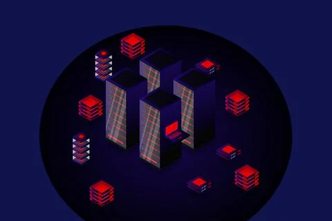 Mainframe, powered server, high technology concept, data center, cloud data s Illustrazione stock
