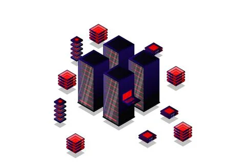 Mainframe, powered server, high technology concept, data center, cloud data s Illustrazione stock