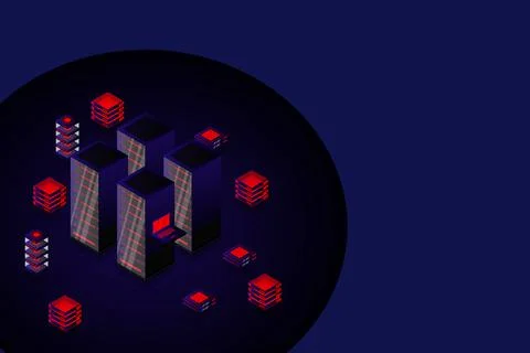 Mainframe, powered server, high technology concept, data center, cloud data s Stock Illustration