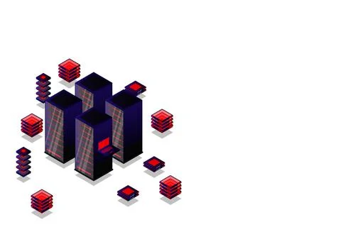 Mainframe, powered server, high technology concept, data center, cloud data s Stock Illustration