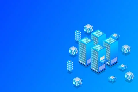 Mainframe, powered server, high technology concept, data center, cloud data s Illustrazione stock