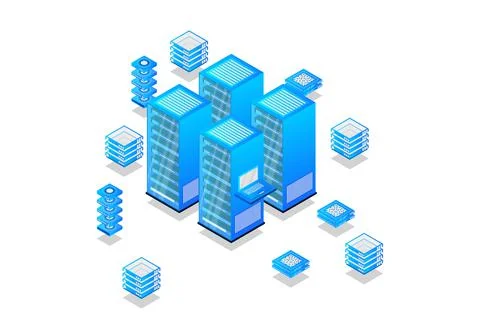 Mainframe, powered server, high technology concept, data center, cloud data s Stock Illustration