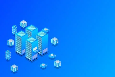 Mainframe, powered server, high technology concept, data center, cloud data s Stock Illustration