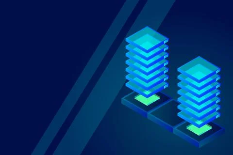 Mainframe, powered server, high technology concept, data center, cloud data s Stock Illustration