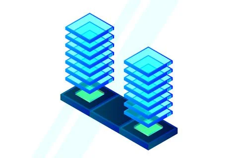 Mainframe, powered server, high technology concept, data center, cloud data s Stock Illustration