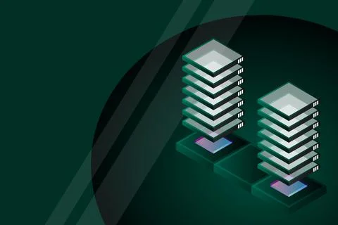 Mainframe, powered server, high technology concept, data center, cloud data s 스톡 일러스트