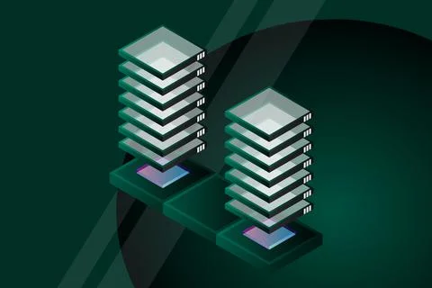 Mainframe, powered server, high technology concept, data center, cloud data s 스톡 일러스트