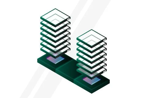 Mainframe, powered server, high technology concept, data center, cloud data s Illustrazione stock