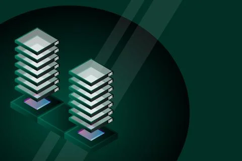 Mainframe, powered server, high technology concept, data center, cloud data s Stock Illustration