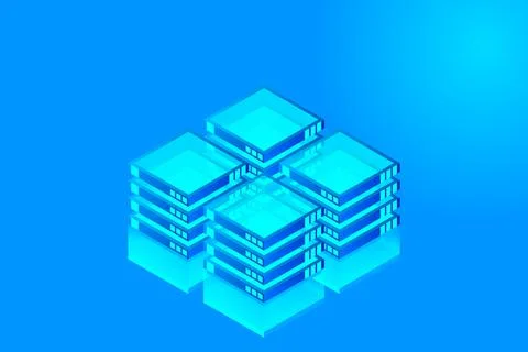 Mainframe, powered server, high technology concept, data center, cloud data s Stock Illustration