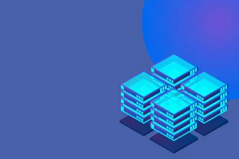 Mainframe, powered server, high technology concept, data center, cloud data s Stock Illustration