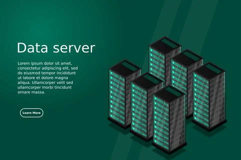 Mainframe, powered server, high technology concept, data center, cloud data s Illustrazione stock