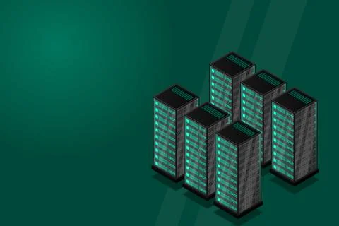 Mainframe, powered server, high technology concept, data center, cloud data s 스톡 일러스트