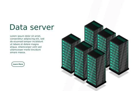 Mainframe, powered server, high technology concept, data center, cloud data s 库存插图