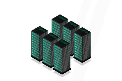 Mainframe, powered server, high technology concept, data center, cloud data s 库存插图