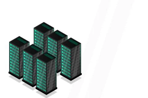 Mainframe, powered server, high technology concept, data center, cloud data s 库存插图